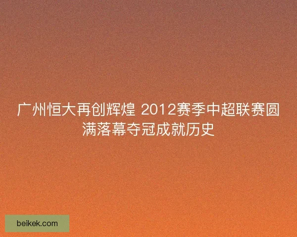 广州恒大再创辉煌 2012赛季中超联赛圆满落幕夺冠成就历史