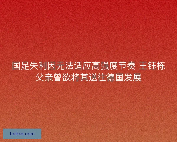 国足失利因无法适应高强度节奏 王钰栋父亲曾欲将其送往德国发展