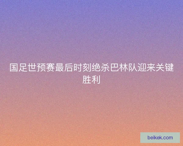 国足世预赛最后时刻绝杀巴林队迎来关键胜利