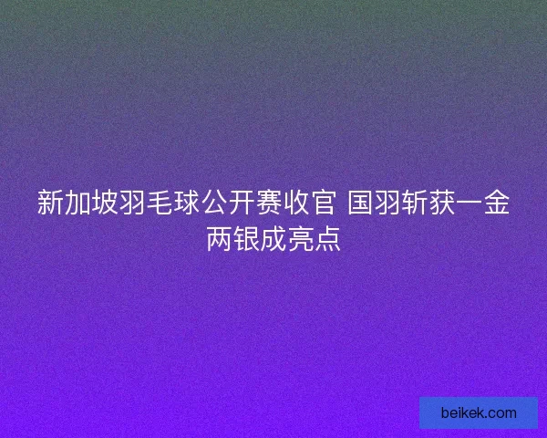 新加坡羽毛球公开赛收官 国羽斩获一金两银成亮点