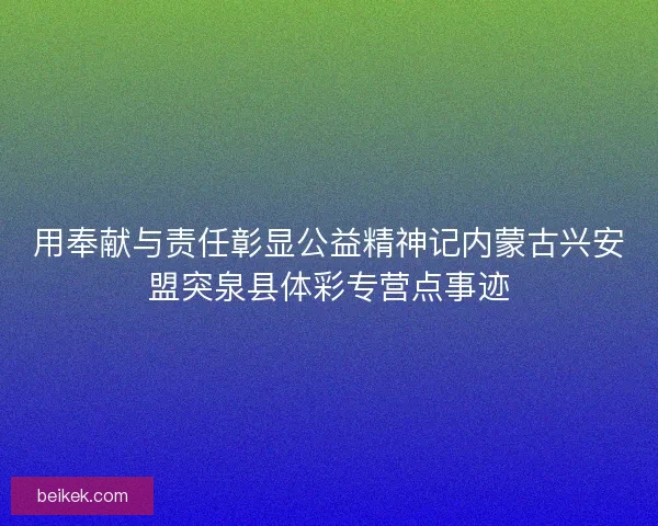 用奉献与责任彰显公益精神记内蒙古兴安盟突泉县体彩专营点事迹